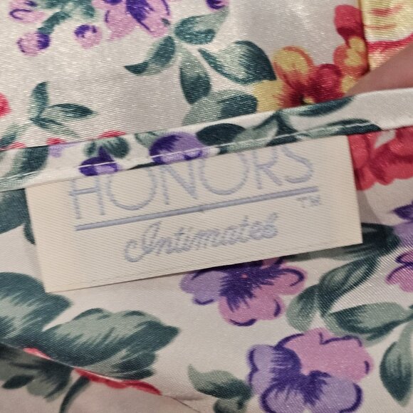 90s Satin White Floral Mini Slip Dress Pink Purple Size S Small Low Back‎ Short - Picture 10 of 11